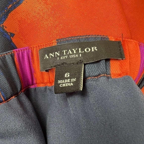 Ann Taylor Orange Blue Elastic Waist Skirt Geometric size 6 - Picture 4 of 8
